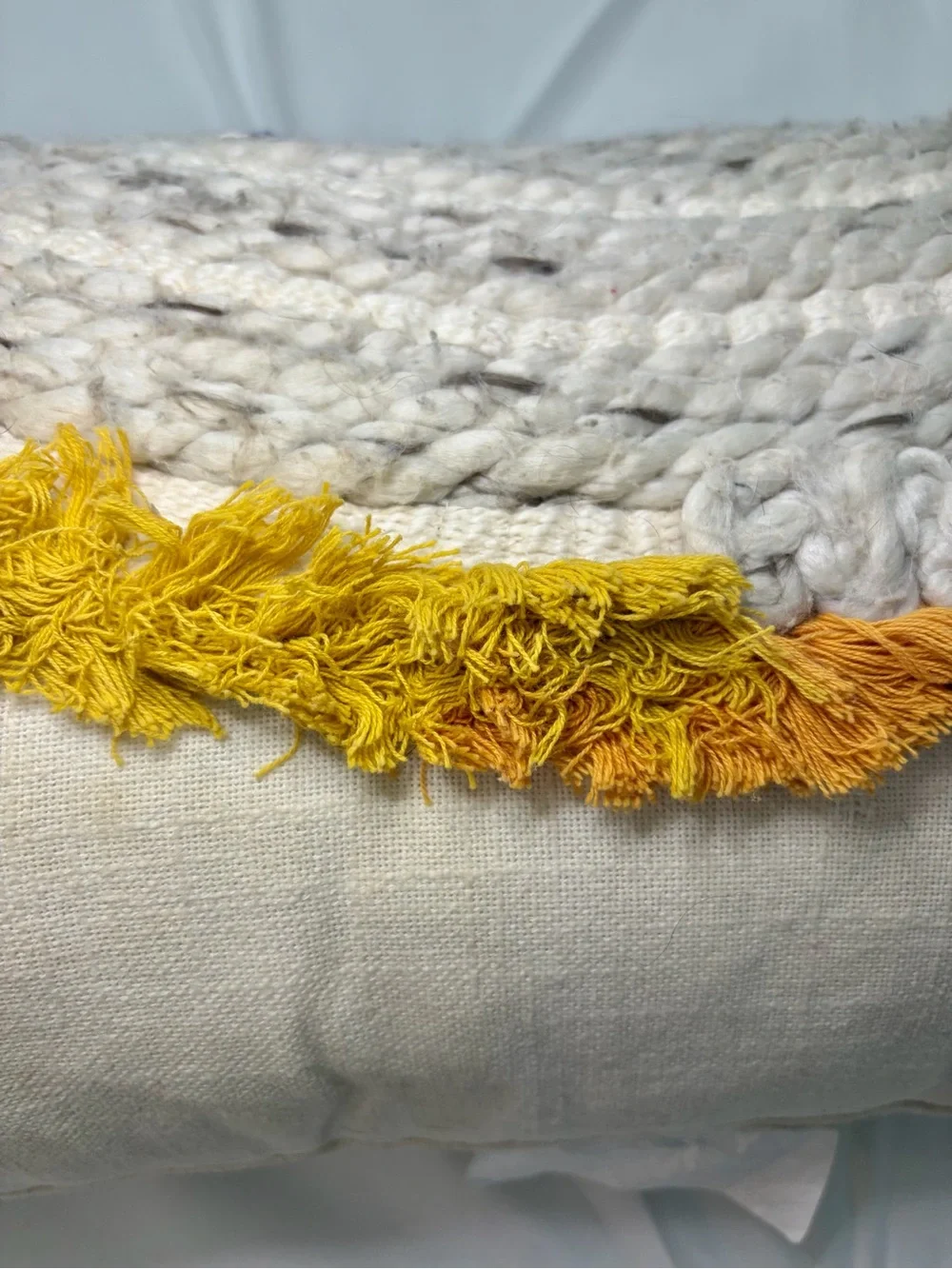 Opalhouse Bohemian Neutral Grey Gold & Yellow Fringe Accent Pillow 21 x 12